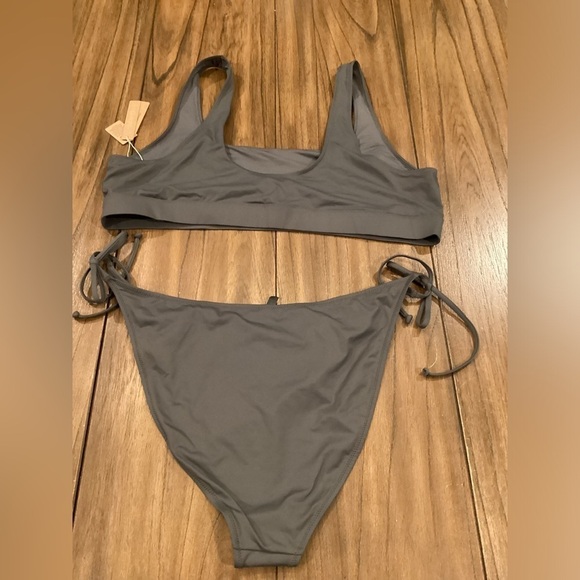 Skims tank bikini top and tie waist Bottom Swimsuit  gunmetal grey 4x - Picture 3 of 7
